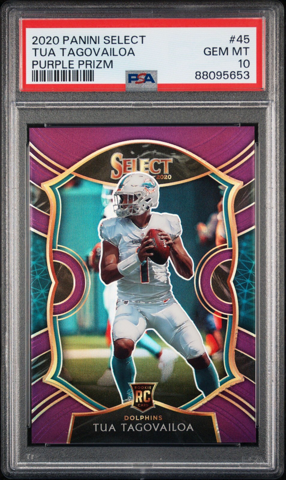 Tua Tagovailoa 2020 Panini Select #45 Concourse Purple Prizm Rookie /75 PSA 10