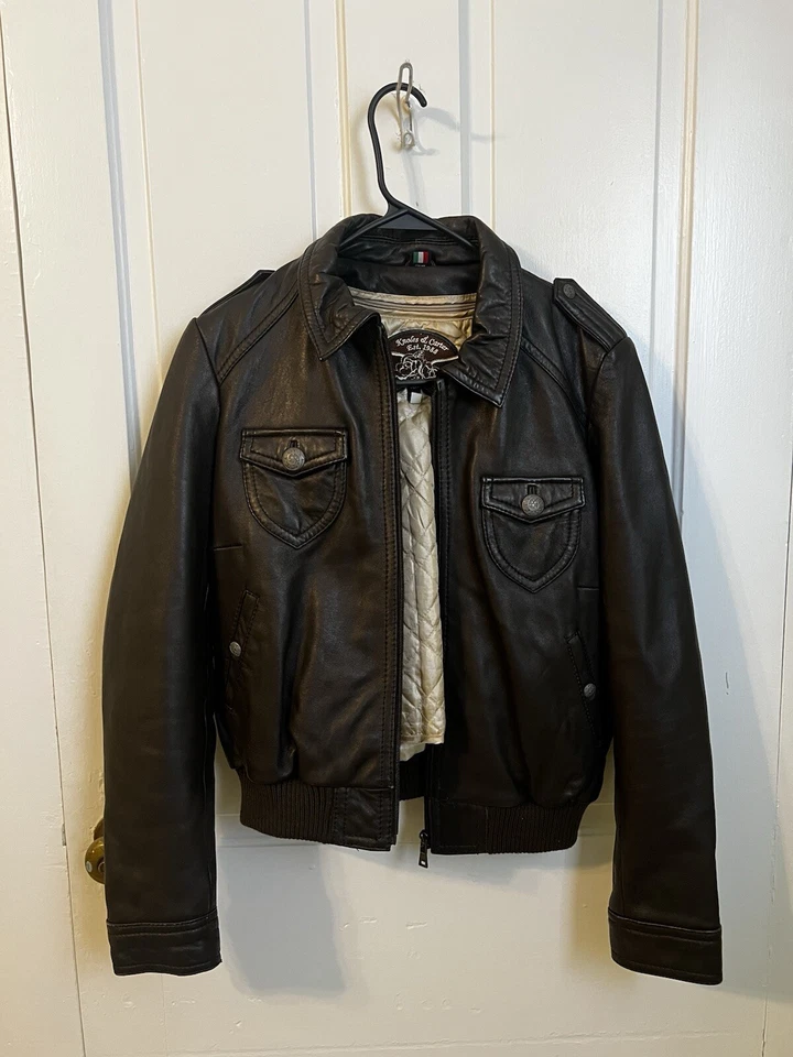 Knoles And Carter 深棕色意大利皮夹克 — 第 2/4 张图片