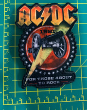 Image of AC/DC For Those About To Rock Cut Out Logo Printed Sew or Iron Patch Official