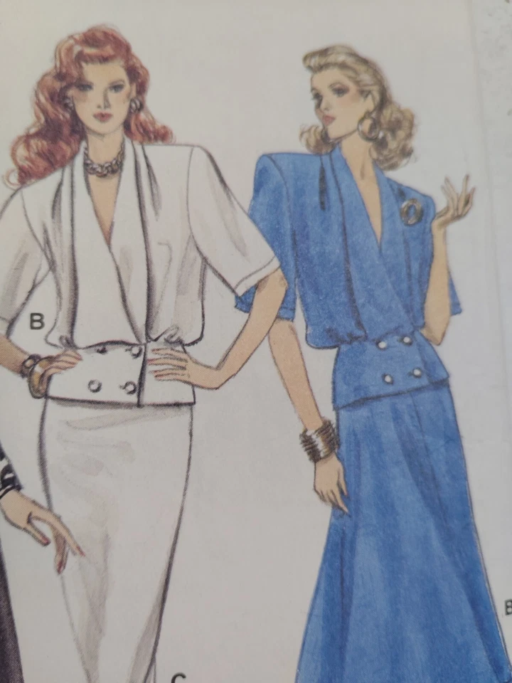 Vogue 9868 Skirt Jacket Top Sewing Pattern Ladies 12 CUT Very Loose V Neck Drape - Image 4 of 4
