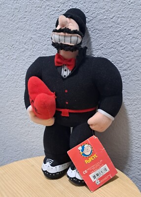 Brutus Popeye the Sailorman Plush Doll ''Be Mine'' Heart Vintage 2003 NWT!
