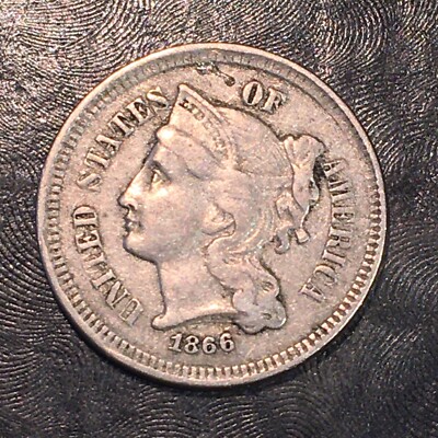 1866 Three Cent Nickel - High Quality Scans #o678