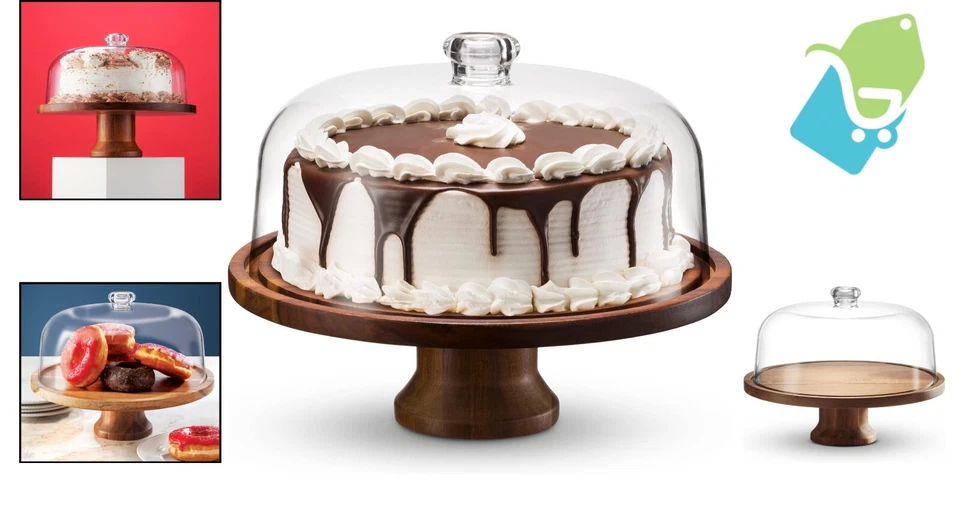 Sofisticado Plato de Pastel con Pies con Cúpula de Acrílico - Perfecto para Entretener Foto 2 de 4