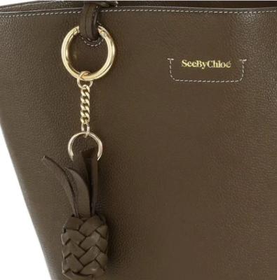 SEE BY CHLOE CECLILIA / CECILYA Medium Leather Bucket Bag in Moss