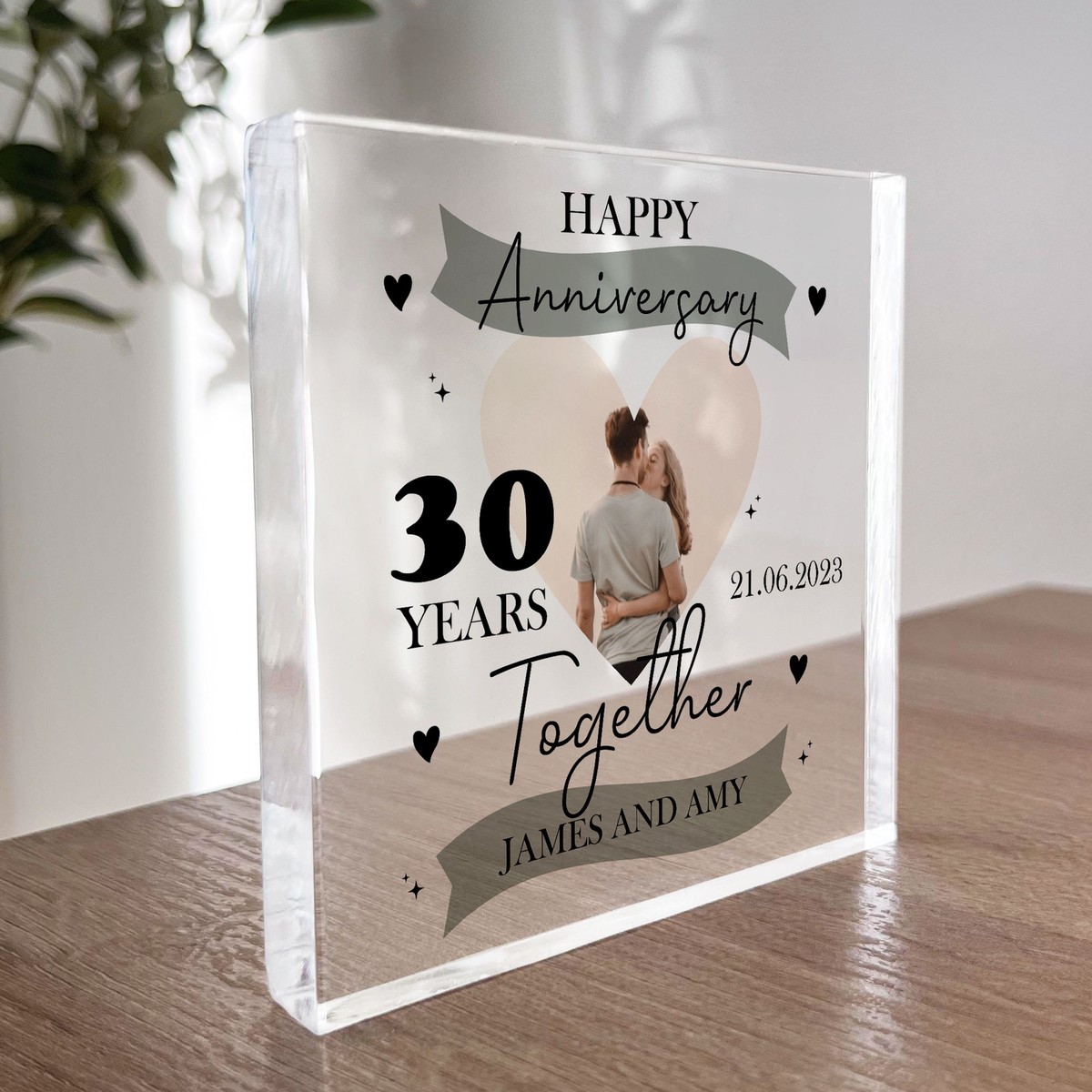 30th Wedding Anniversary Gift Personalised Photo Block Husband Wife Gift  For Him