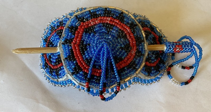 Navajo Multi-Color Beaded Hair Barrette With Stick