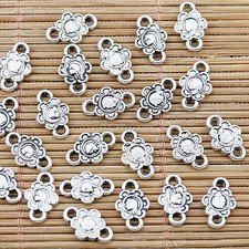 64pcs tibetan silver color flower design portrait connector EF1402