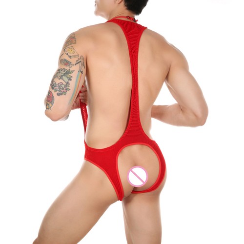 Men's Christmas Bodysuit Xmas Suspender Thongs Underwear with Santa Hat Set - Picture 131 of 165