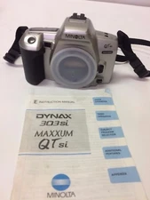 Minolta Dynax 303i QTsi Autofocus 35mm SLR camera body w/manual and strap