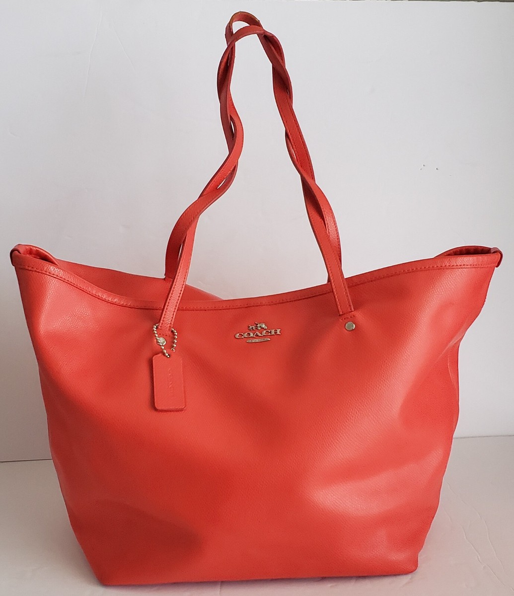 COACH オレンジ レザートートバッグ Coach large tote bag Orange | eBay