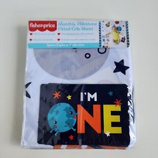 NWT Fisher Price Monthly Milestone Fitted Crib Sheet Space Explorer Collection