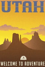 Utah Welcome To Adventure Retro Travel Art Poster 12x18