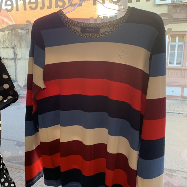 aniston casual Sweatshirt Pullover Mehrfarbig Gr 36 Damen Shirt Rot blau weiß