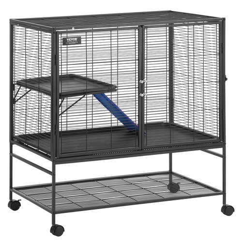 VEVOR 39" Metal Small Animal Cage 2-Tier Rolling Ferret Cage with Tray A Ramp - Picture 10 of 12