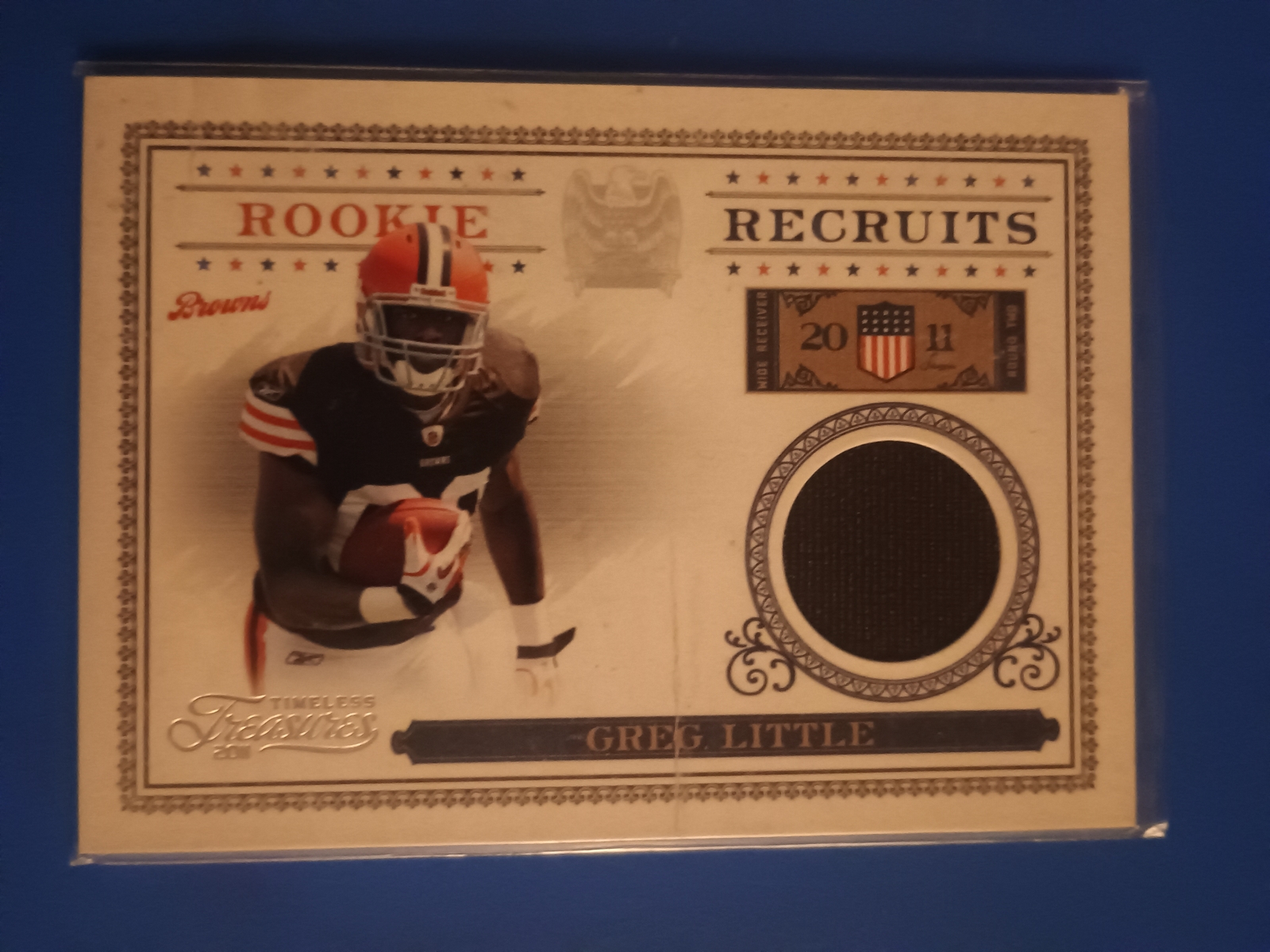 2011 Panini Timeless Treasures #31 Greg Little Rookie Recruits Materials #/250