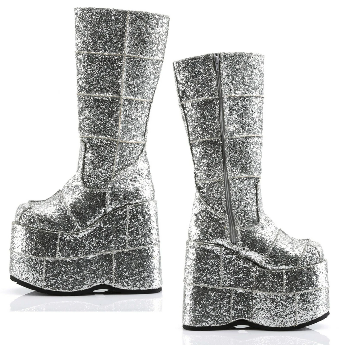 Mens silver shop platform boots