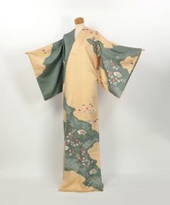 Kimono / Japanese Elegant Silk Homongi with Pine, Bamboo Fan Motifs / 2504043