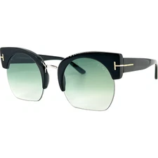 Tom Ford FT0552 Savannah 02 Womens Semi Rimless Sunglass 01W Shiny Black 55-22