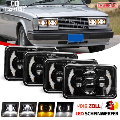 4x6 ZOLL LED Scheinwerfer Fernlicht Abblendlicht DRL für Volvo 740 744 745 GL