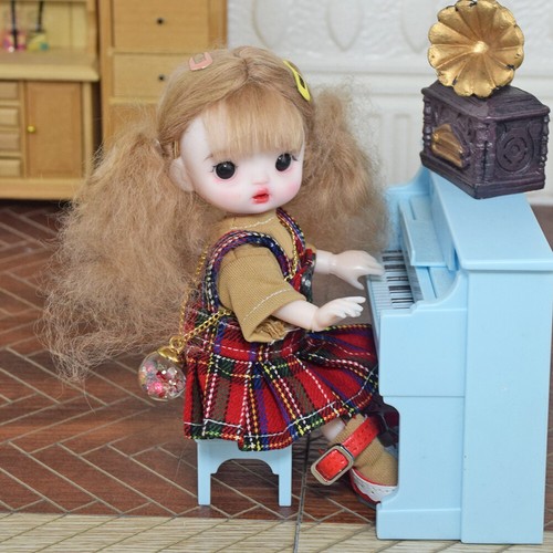 Mode Mädchen Puppe 1/8 Mini BJD Puppe süßes Gesicht Make-up Kleid Schuhe Perücken Komplettset - Bild 8 von 10