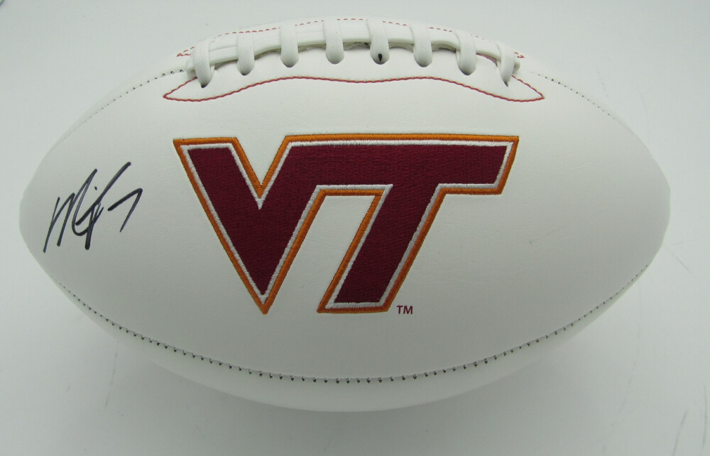 Michael Vick Autographed Signed Virginia Tech Hokies Virginia Tech Hoakies Logo Football (JSA COA) Falcons Q.B. 
