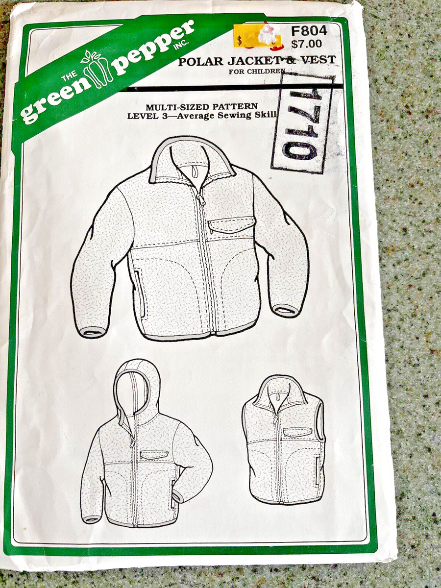 Polar Fleece Sherpa Jacket Sewing Pattern GREEN PEPPER F804 CHILDS