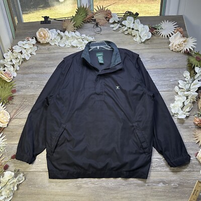 Catalina Mens Windbreaker Jacket Golf Pullover Size Extra Large XL Black  1/2 Zip