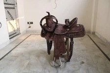 WESTERN LEATHER SADDLE ADULT BARREL RACING HORSE TACK SET SIZE 10 TO 20 SEAT