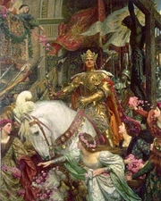 HAND PAINTED Oil painting ART Two Crowns - king on white horse free shipping art