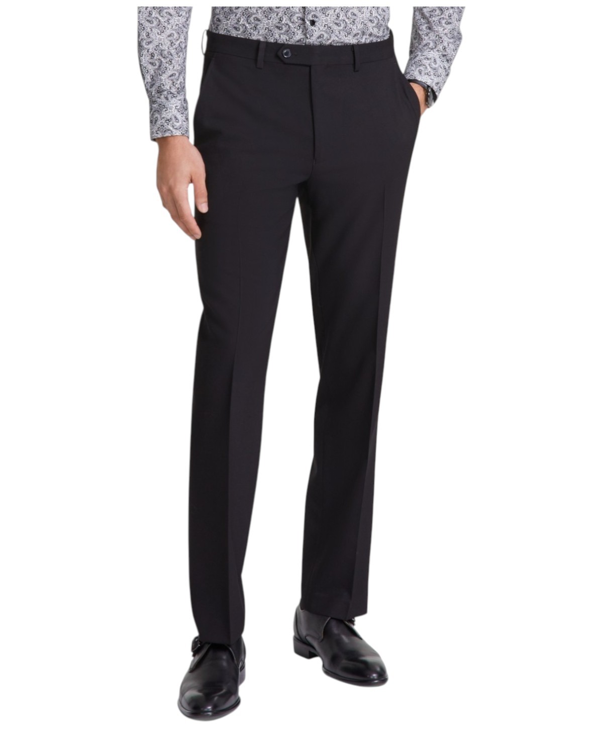 Tallia Mens Classic fit Dress Pants 38 30 Black Solid Stretch 4690₽