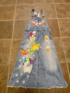 ~~Uptown Girls Overall Embroidered Denim Dress Womens S Costume Agent Cosplay