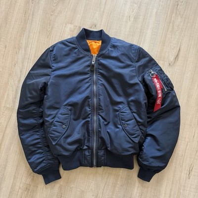 Alpha Industries MA-1 Flight Bomber Jacket Navy Reversible Mens Size Medium NWOT