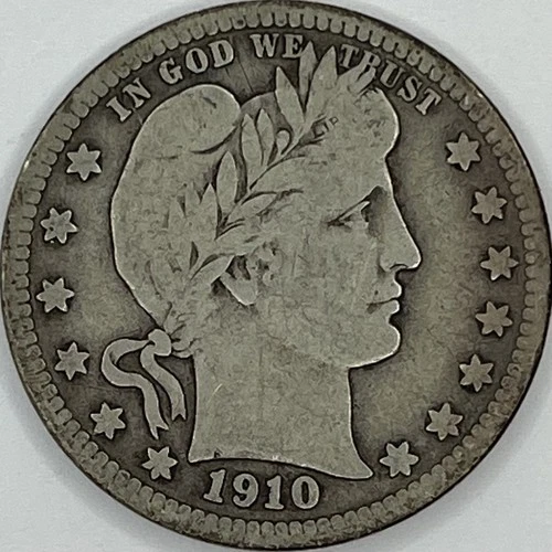 1910-D Barber Silver Quarter in a SAFLIP® - Fine- (VG+)