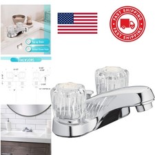 Two Handle Bathroom Sink Faucet Chrome Acrylic Handles Easy Installation
