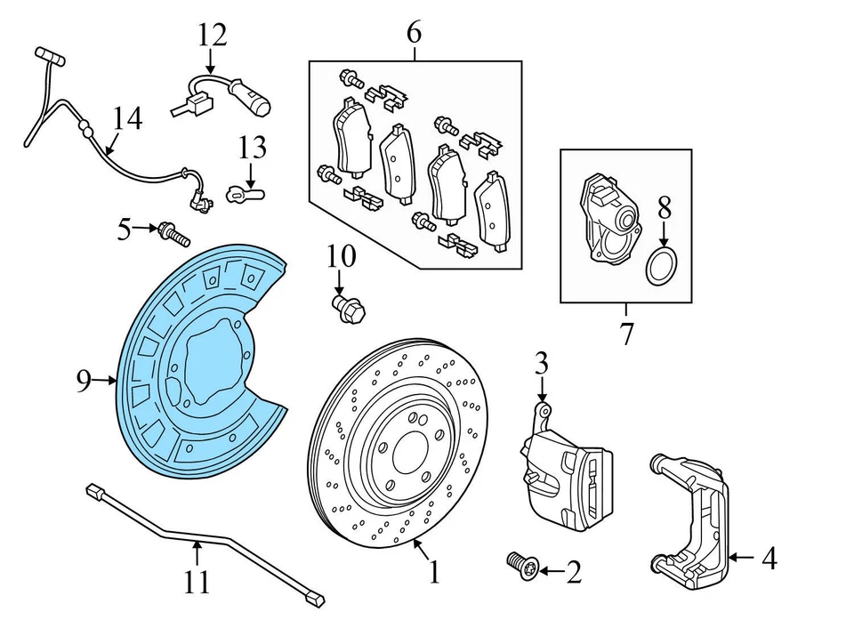 2015-2021 2023 MERCEDES-BENZ C63 AMG S - Tampa de freio traseiro / protetor contra respingos - Imagem 3 de 4