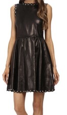 Red Valentino leather studded scalloped black dress  Retail $1995 Size XS/S