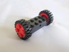LEGO 4180c03assy1 - Blocco 2x4 Nera Con Ruote Rossi, Pneumatici 24x8mm per Tipo