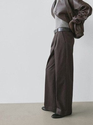 Massimo Dutti Damen-Bundfaltenhose aus Baumwolle, Größe 36 Neu
