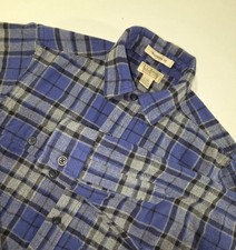 Ll Bean Vintage Chamois Cloth Heavy Flannel Shirt Blue Plaid Size S-reg Ll Bean Vintage Chamois Cloth Heavy Flannel Shirt Blue Plaid Size S-reg