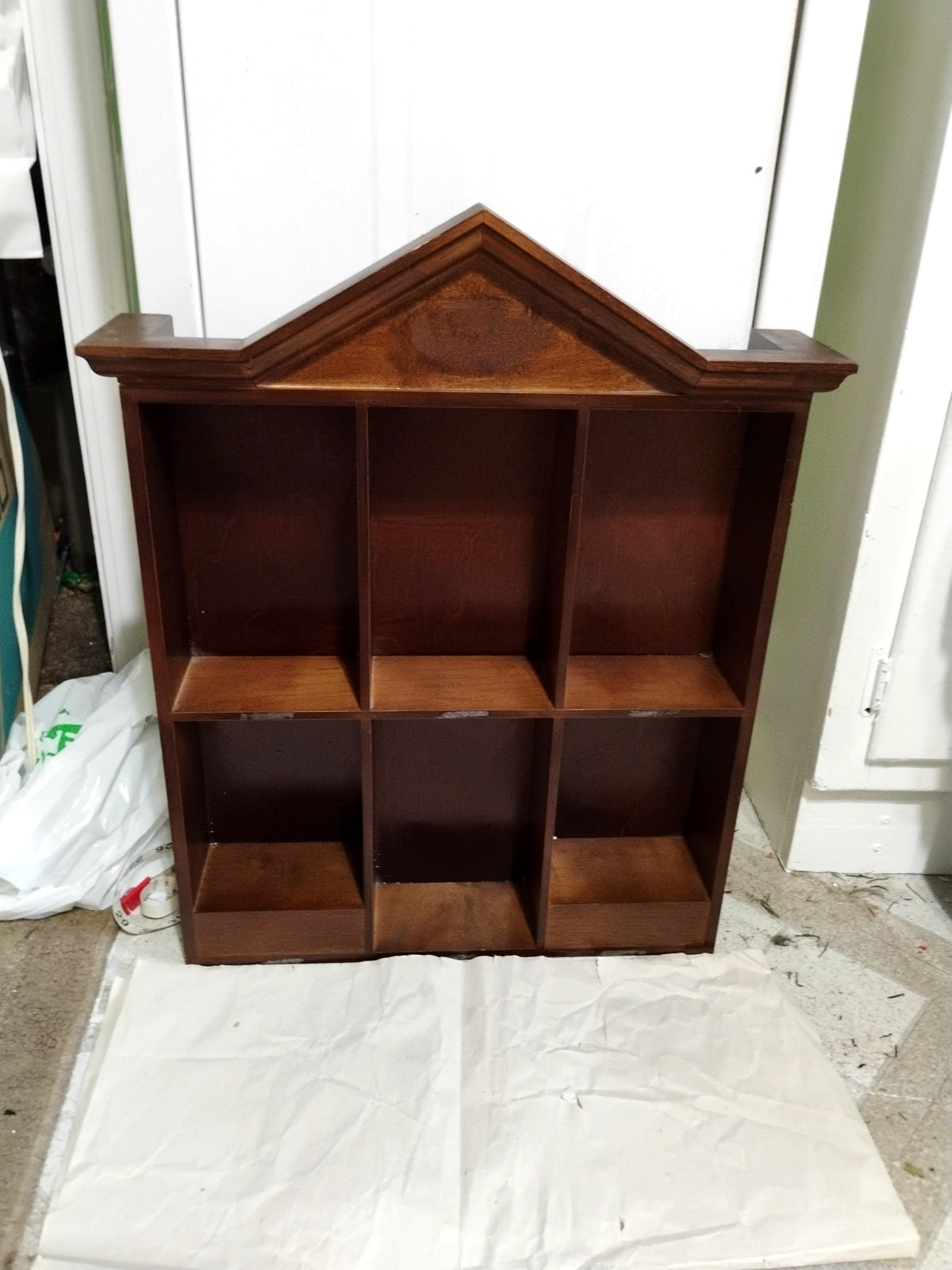 Wood Curio Cabinet Shadow Box Wall Hanging 22" Shelf Vintage Display Case Wooden