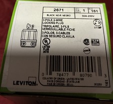 Leviton 2671 3 Pole 3 Wire Locking Plug 30 Amp 250V NEMA L11-30P Made In USA