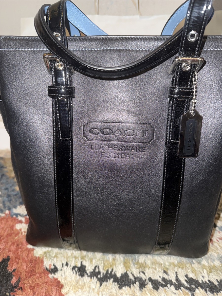 Coach Vintage Style Black Leatherware Est. 1941 Gallon Lunch Tote