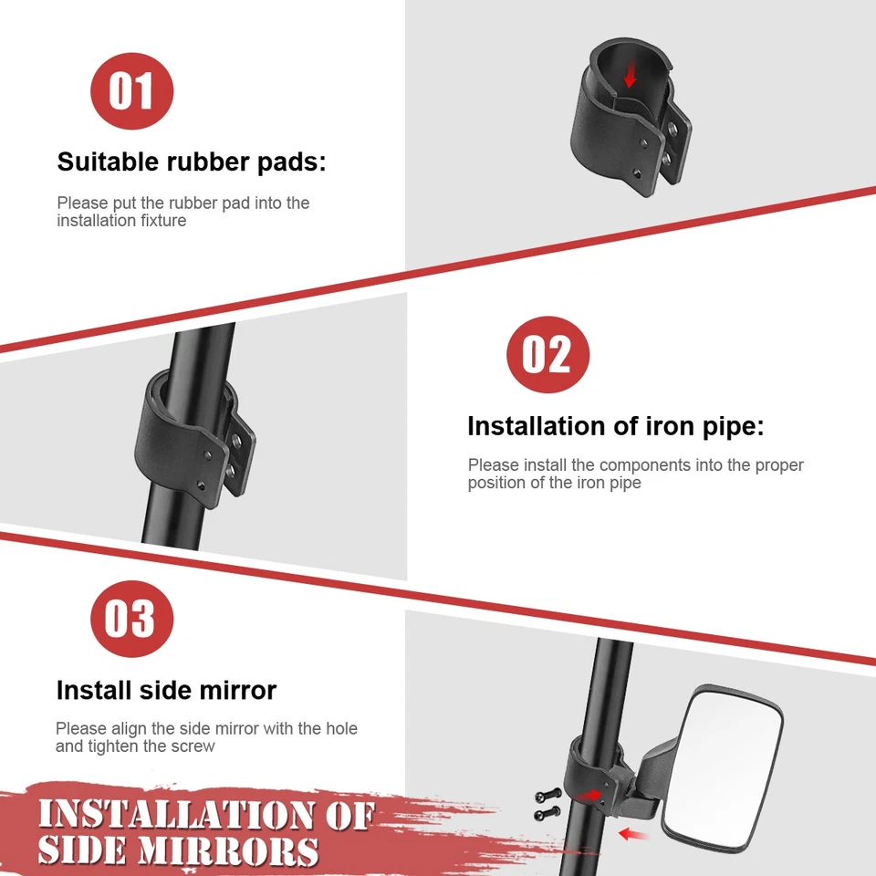 Se adapta a Kawasaki Mule 600 610 Mule SX Espejo retrovisor central lateral agarre con asas Foto 3 de 4