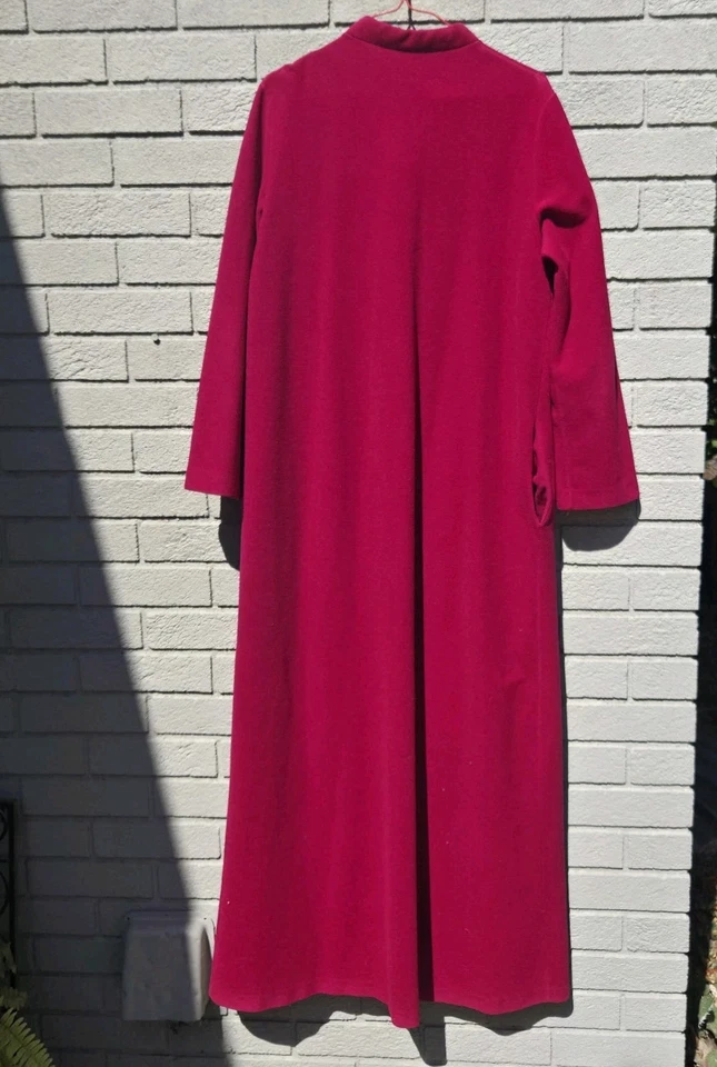 Винтажный JCPenney пурпурный халат L со сборками ярмо молнии спереди длинный гостиной пальто - Изображение 2 из 4