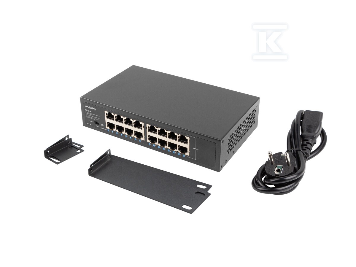 Lanberg RSGE-16 Netzwerk-Switch Unmanaged Gigabit Ethernet (10/100/1000) 1U (16 Ports), Netzwerk Switch, Schwarz - Bild 2