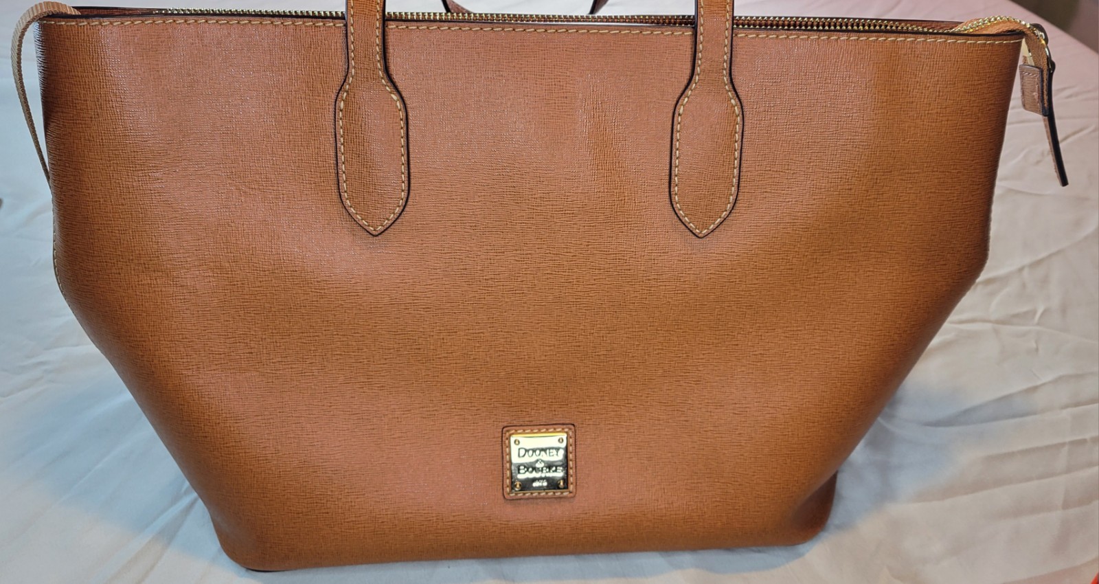 Dooney & Bourke Brielle Satchel Tote With Brown Pebbled Leather Finish