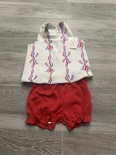 NWT The Beaufort Bonnet Company Bettye Bloomer Set America's Birthday Bows 4T