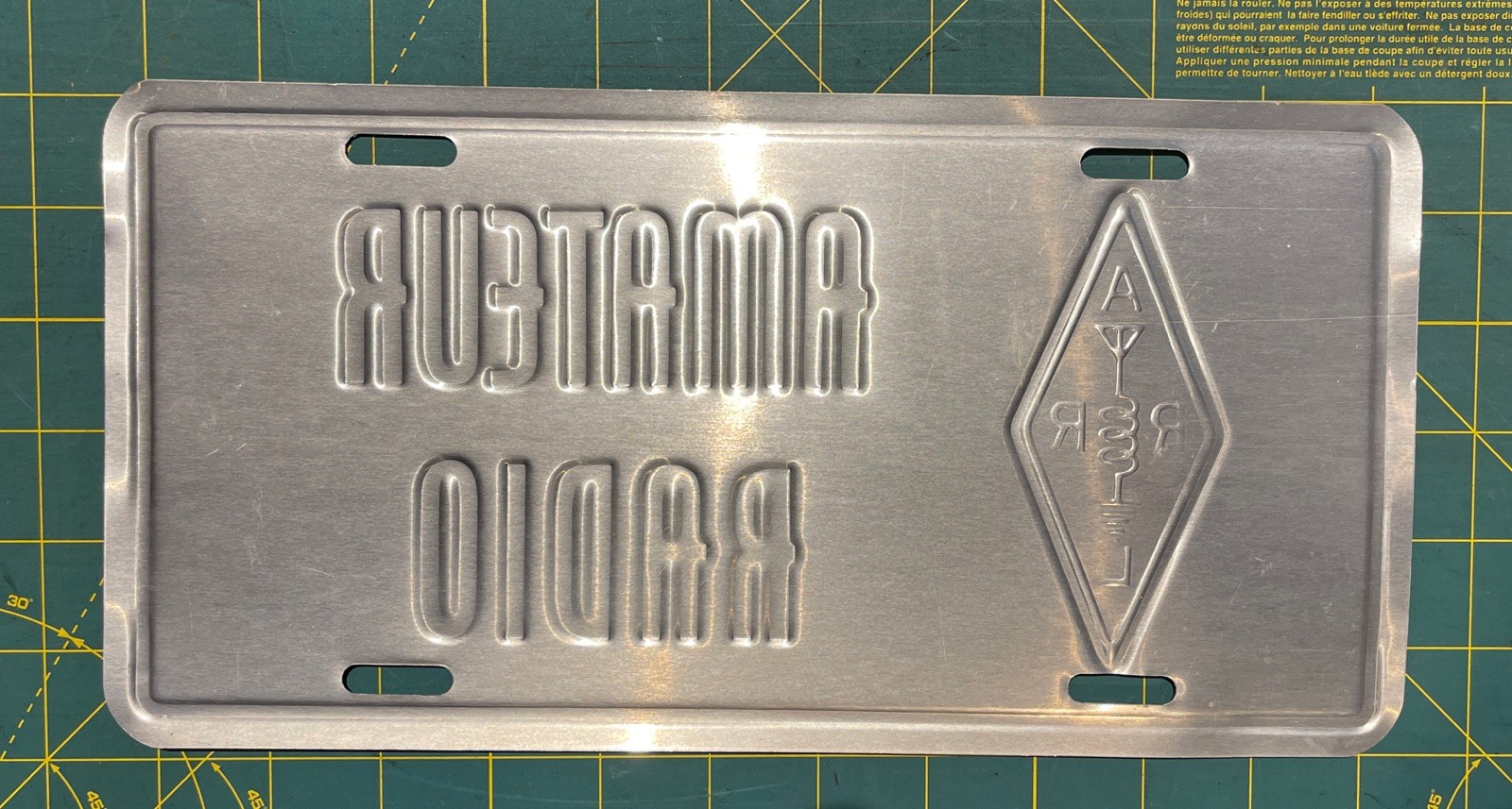 ARRL Logo Amateur Radio Aluminum License Plate Embossed Black Letters on White