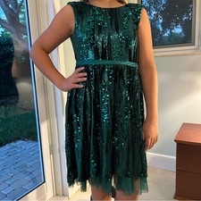 Rare Editions Green Velvet Sequin Christmas Dress