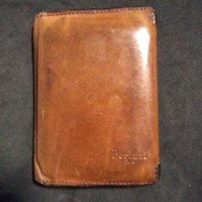 Auth Berluti Men's Card case business card holder Leather Brown Logo Used